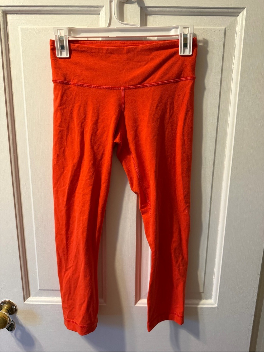 Lululemon Wunder Under Crop Leggings Size 4 Orange High Rise Yoga Athletic